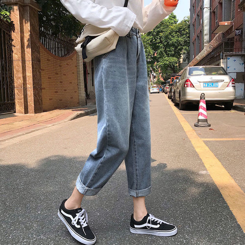 Women`s Plus Size Jeans Harem For Women Loose Vintage Light Blue Women's Jeans Pants Boyfriend Denim