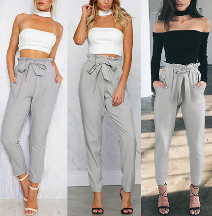 2019 Women High Waist Elastic Harem Pants Casual Chffion OL Lady Ankle Length Capris Trouser Women Clothing Pencil Pants