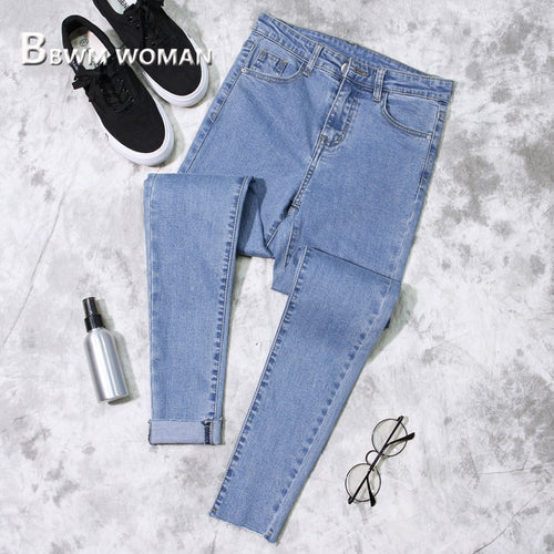 2019 Spring Slim Tight Women Jeans 3 Color Can Choose Female Trousers Pants