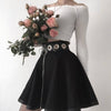 InstaHot Gothic Punk Zip Up Black Skirts Women Autumn Ring High Waist Pleated Winter Mini Skirt Female Bottom Sexy Christmas