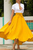 Fashion Women High Waist Flared Pleated Long Skirt Gypsy Maxi Skirt Full Length