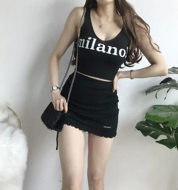 XIBANI Irregular high waist elastic short skirt tight package hip side drawcord knitted mini skirt sexy fashion street