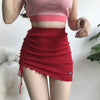 XIBANI Irregular high waist elastic short skirt tight package hip side drawcord knitted mini skirt sexy fashion street