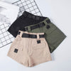 High Waist Wide Leg Cargo Women's Shorts Vintage Sashes Solid Khaki Pocket Women Shorts 2020 Summer Fashion NEW Casual Clothes