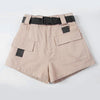 High Waist Wide Leg Cargo Women's Shorts Vintage Sashes Solid Khaki Pocket Women Shorts 2020 Summer Fashion NEW Casual Clothes