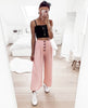 Womens Palazzo Flared Wide Leg Pants High Waist Loose Culottes Button Decor Long Trousers Baggy Pleated Ruffle Capris Vestidos