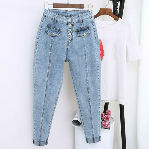 2020 Spring Summer Boyfriend Harem Denim Pants Fashion Women High Waist Female Autumn Mom Jeans Pantalones Mujer Plus Size 5XL