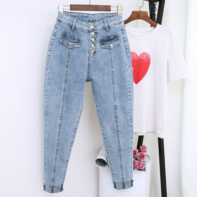 2020 Spring Summer Boyfriend Harem Denim Pants Fashion Women High Waist Female Autumn Mom Jeans Pantalones Mujer Plus Size 5XL