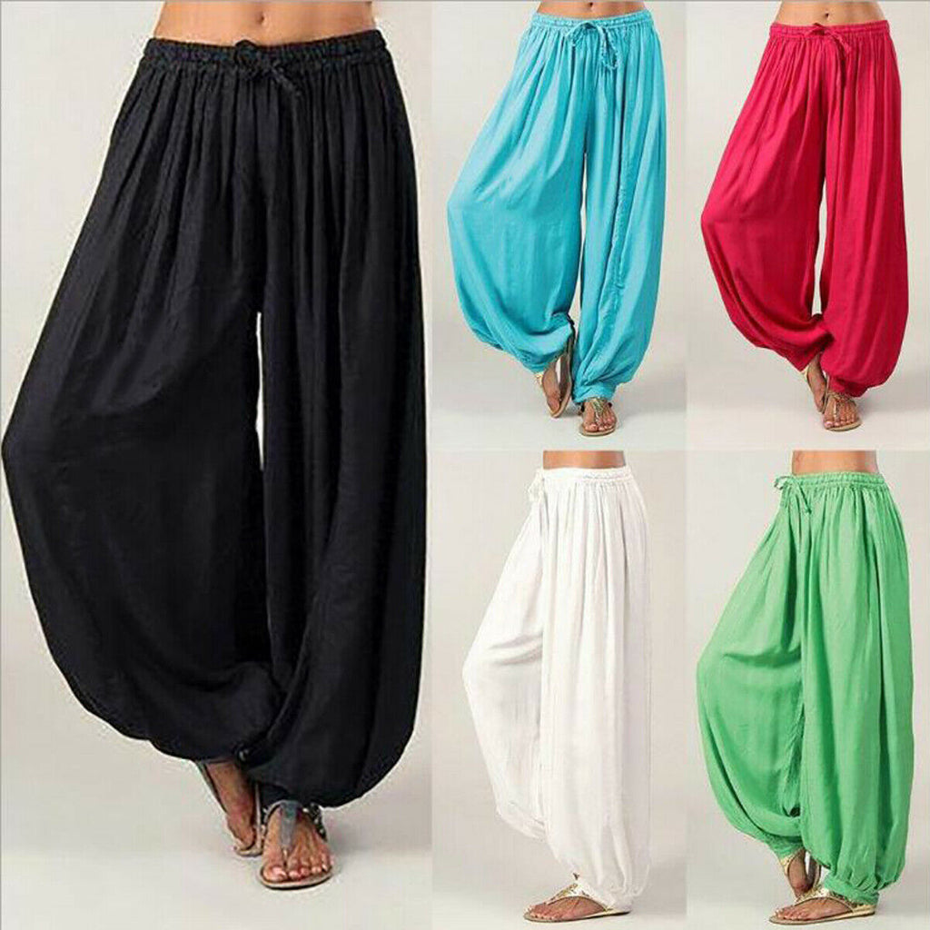 Womens Lady Hippie Aladdin  Funny Pants Gypsy Harem Trousers Elastic Baggy Harem Pants