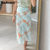 BeAvant Zebra stripe women midi skirt High waist straight animal print female bottom skirt Leisure party night club ladies skirt