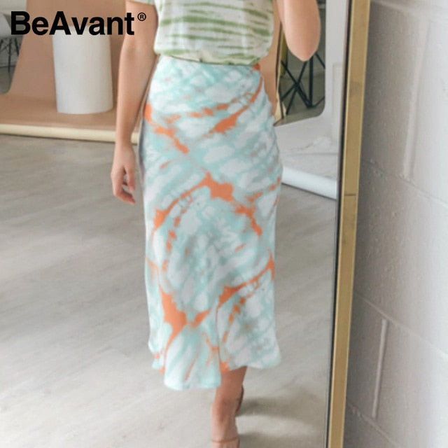 BeAvant Zebra stripe women midi skirt High waist straight animal print female bottom skirt Leisure party night club ladies skirt