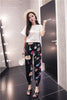 Pants Women Summer Korean Style Chiffon Harem Pant Casual Print Womens Ankle-Length Elastic Loose Vacation Trouser Ladies Capris