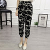 Pants Women Summer Korean Style Chiffon Harem Pant Casual Print Womens Ankle-Length Elastic Loose Vacation Trouser Ladies Capris