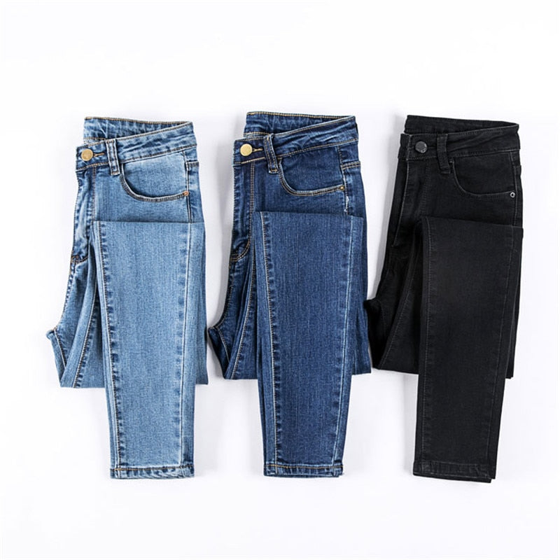 JUJULAND  Jeans Female Denim Pants Black Color Womens Jeans Donna Stretch Bottoms Skinny Pants For Women Trousers 8175