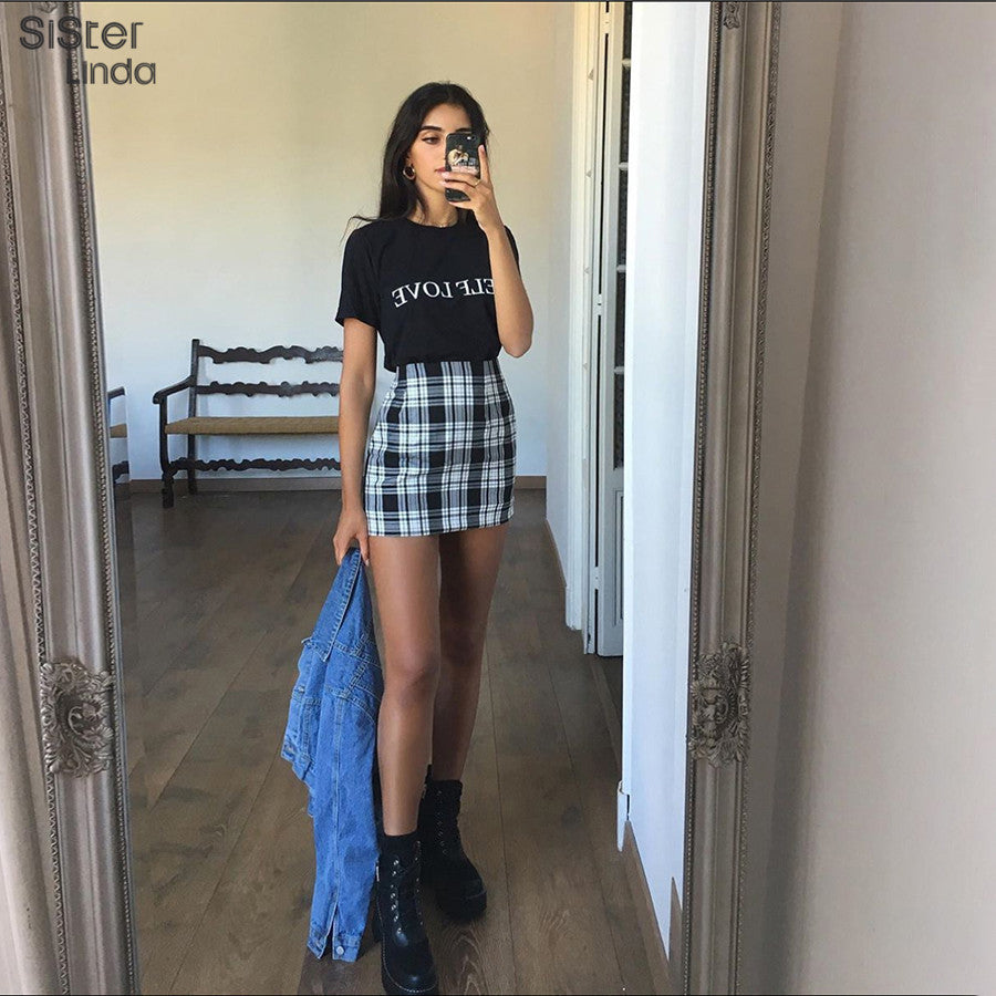 Sisterlinda Vintage Black Plaid Mini Skirt Women High Waist Mini Skirt Fashion Office Lady Party Side Zipper Skirts Mujer 2019