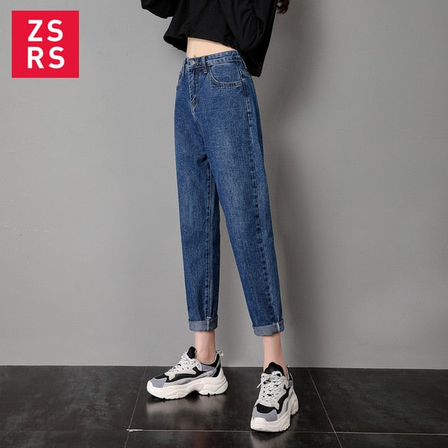 Zsrs jeans woman mom jeans pants boyfriend jeans for women with high waist push up large size ladies jeans denim 4xl 2019