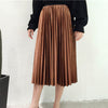 Danjeaner Spring 2019 Women Long Metallic Silver Maxi Pleated Skirt Midi Skirt High Waist Elascity Casual Party Skirt Vintage