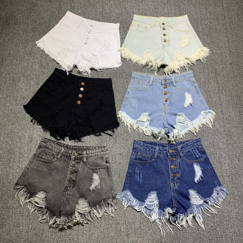 female fashion casual summer cool women denim Shorts high waists fur-lined leg-openings Plus size sexy short Jeans