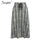 Simplee Vintage leopard print pleated skirts women punk rock korean skirt streetwear Drawstring elastic waist ladies midi skirts