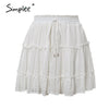 Simplee Casual polka dot mini women skirt High waist A line korean tassel pink summer skirt Sexy ruffle beach female skirts 2019