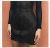 Women Fashion High Waist Skirt Sexy Zip Faux Leather Short Pencil Bodycon Mini Skirt 2019 New Solid White Skirt