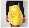 Women Fashion High Waist Skirt Sexy Zip Faux Leather Short Pencil Bodycon Mini Skirt 2019 New Solid White Skirt