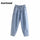 Women Blue Harem Jeans Loose mom Jeans Fashion High Waist Streetwear Boyfriends Washed Denim Long Trousers Bottoms Slouchy Jeans