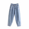 Women Blue Harem Jeans Loose mom Jeans Fashion High Waist Streetwear Boyfriends Washed Denim Long Trousers Bottoms Slouchy Jeans