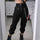 Gothic harajuku zipper streetwear women casual harem pants with chain solid black pant cool fashion hip hop long trousers capris