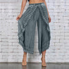 Lady Wear Mori Girl Elastic Waist Lace Crochet Wide Leg Pants Calf-length Cotton Trousers Hippie Boho Women Capris Pants