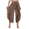 Lady Wear Mori Girl Elastic Waist Lace Crochet Wide Leg Pants Calf-length Cotton Trousers Hippie Boho Women Capris Pants