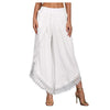 Lady Wear Mori Girl Elastic Waist Lace Crochet Wide Leg Pants Calf-length Cotton Trousers Hippie Boho Women Capris Pants