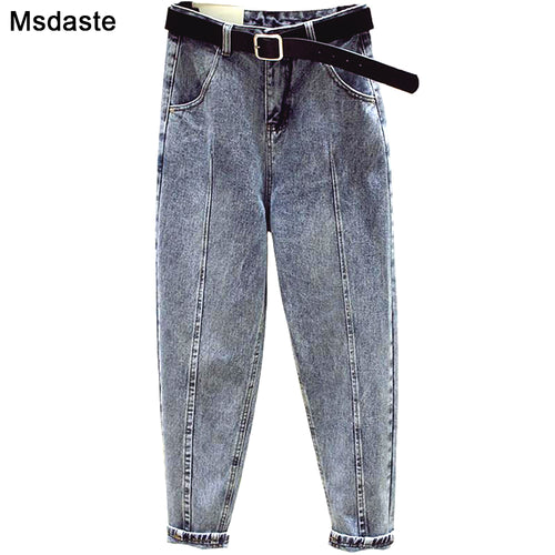 Jeans Women Pants 2019 Autumn High Waist Jean Femme Pantalon Trousers Streetwear Vintage Ankle-Length Fitness Harem Denim Pants