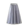 Fashion Womens Pleated Tulle Mesh Elastic High Waist Casual A-Line Long Skirts Dropshipping 2020 winter fashion Retro trend size