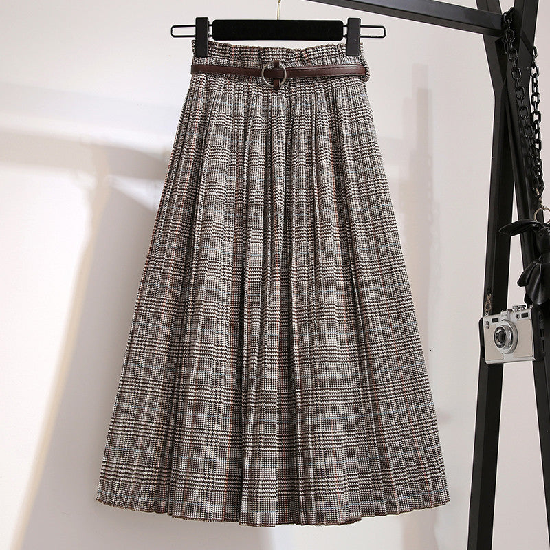 New 2019 autumn winter High Waisted thick maxi Skirt Pleated Skirts Vintage Plaid Skirt Free Shipping Plus Size 3xl