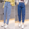 Jeans Women Solid Denim Blue All-match Casual Student Straight Pockets Plus Size Womens Trousers Fashion Harajuku Chic Females