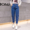 Jeans Women Solid Denim Blue All-match Casual Student Straight Pockets Plus Size Womens Trousers Fashion Harajuku Chic Females