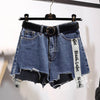 NiceMix Plus size Summer Letter Print stitching Denim Shorts 2019 Summer  women casual Mid Waist loose jeans Shorts females