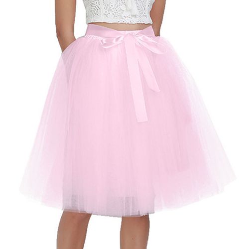 6Layers 65cm Fashion Tulle Skirt Pleated Tutu Skirts Womens Lolita Petticoat Bridesmaids Vintage Midi Skirt Jupe Saias faldas