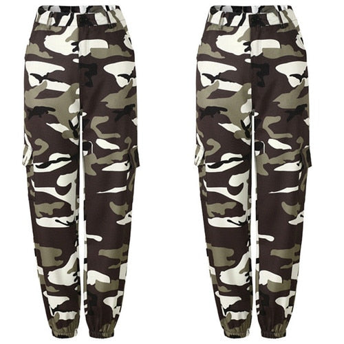 Womens Camo Cargo Trousers Casual Pants Military Army Combat Camouflage Jeans Jeans High Waist Trouser