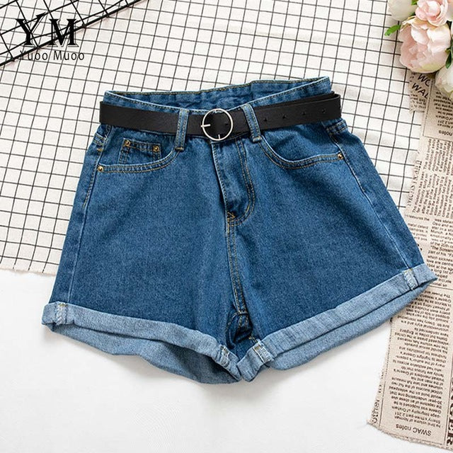 Yuoomuoo todos os match faixas casual feminino denim shorts friso cintura alta magro verão jeans shorts feminino chique quente das senhoras inferior