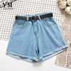 Yuoomuoo todos os match faixas casual feminino denim shorts friso cintura alta magro verão jeans shorts feminino chique quente das senhoras inferior