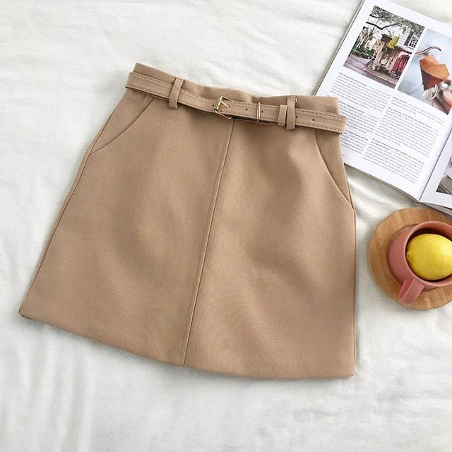 High Waist Women Skirt Mini A-line Pencil Skirts Mujer Elegant Solid Bodycon Skirt Elegant  Straight Skirt Femme 2019 Casual