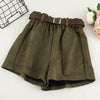 Vintage Wide Leg Shorts Women Fashion Casual High Waist Pocket With Sashes Black Khaki Trouser Hrarjuku Autumn Winter Bottoms