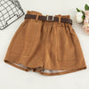 Vintage Wide Leg Shorts Women Fashion Casual High Waist Pocket With Sashes Black Khaki Trouser Hrarjuku Autumn Winter Bottoms