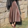 High Waist velvet Pleated skirt women Autumn Winter Vintage black skirt womens 2019 Long Silver Maxi Elascity Casual Party Skirt