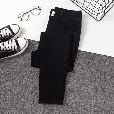 Jeans Women Korea Clothes Autumn Thin Section Feet Jeans Femme High Waist Skinny Black Ladies Jeans Fashion Woman Denim Pants