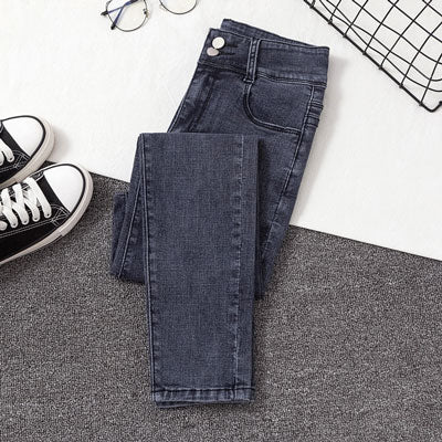 Jeans Women Korea Clothes Autumn Thin Section Feet Jeans Femme High Waist Skinny Black Ladies Jeans Fashion Woman Denim Pants