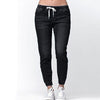 Laamei Spring Washed Jeans Women Solid Drawstring Straight Jeans Pants Femme Summer Fashion Vintage Slim Feet Denim Pants