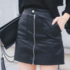 2019 Autumn Winter Women Skirt PU Leather Sexy Mini Skirt With Pockets Zipper A-line Package Hip High Waist Women Clothing